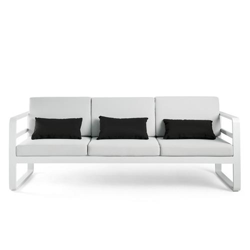 TEKNO SOFA 3PLZ. ALU. BLANCO TAP. SUNPROOF GRIS