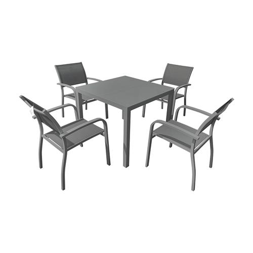BAVIERA MESA ALU. 90X90 ANTRACITA/CRIS.GRIS CLARO