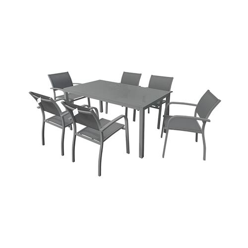 BAVIERA MESA ALU. 160X90 ANTRACITA/CRIS.GRIS CLARO