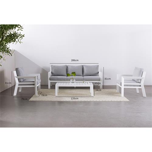 JUNGLE TRESILLO ALU. BLANCO/TPDO. GRIS CLARO