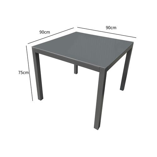 BAVIERA MESA ALU. 90X90 ANTRACITA/CRIS.GRIS CLARO