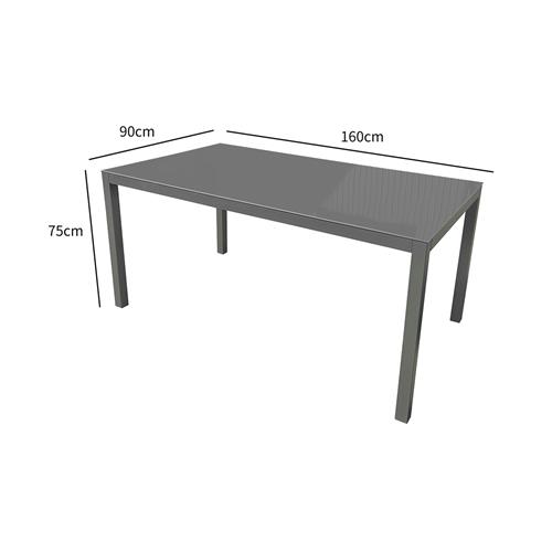 BAVIERA MESA ALU. 160X90 ANTRACITA/CRIS.GRIS CLARO
