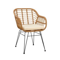 SPARK SILLA PE RATTAN C/NATURAL P/MET. NEGRA COJIN