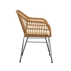 SPARK SILLA PE RATTAN C/NATURAL P/MET. NEGRA COJIN 2